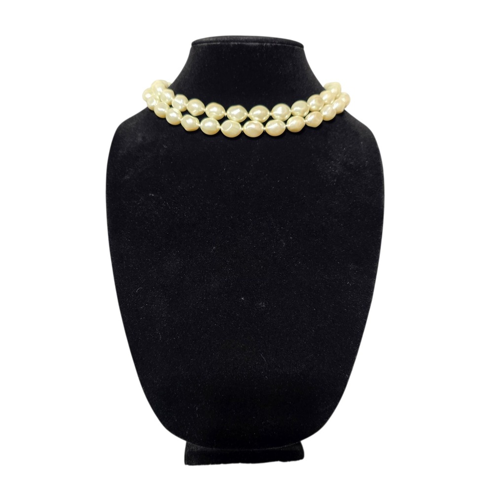 Double Strand Faux Pearl Necklace Cream Color‎ Costume Jewelry